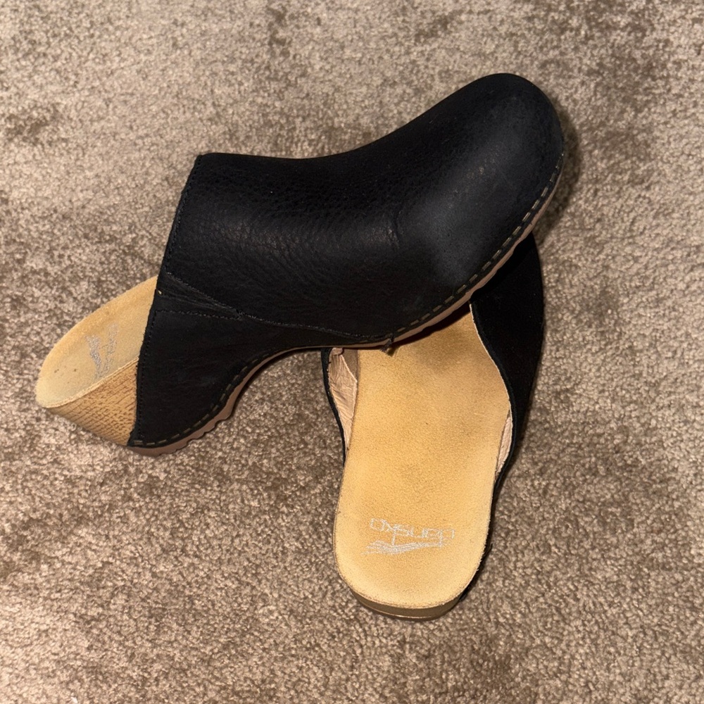 Dansko Black Leather Mules for Women